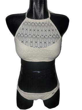 Ripzone Women's Cream Lace Eyelet Halter Bikini Set Size L